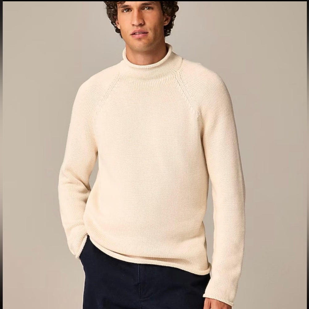 1988 Rollneck™ sweater in cotton ~ J.Crew~ mountain white